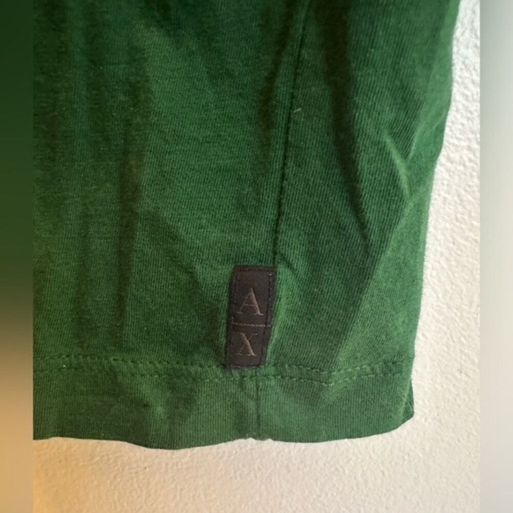 A/X Armani Exchange Mens Basic Short Sleeve Shirt Size Large VNeck Green Buttons - Picture 5 of 5